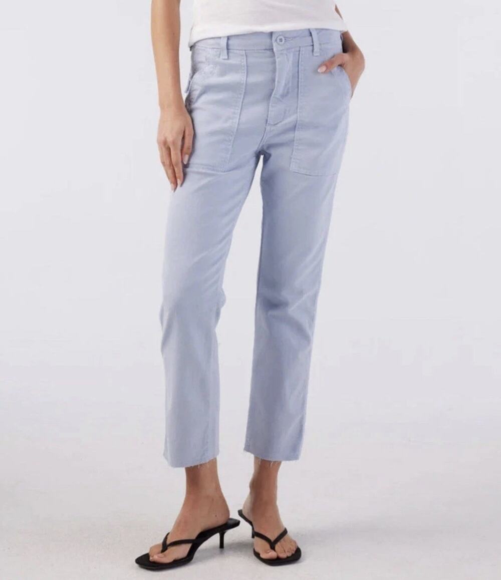 AMO Easy Army Trouser Sky Blue Crop Straight Pants Size 27